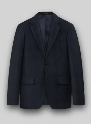 Napolean Curve Blue Herringbone Wool Jacket