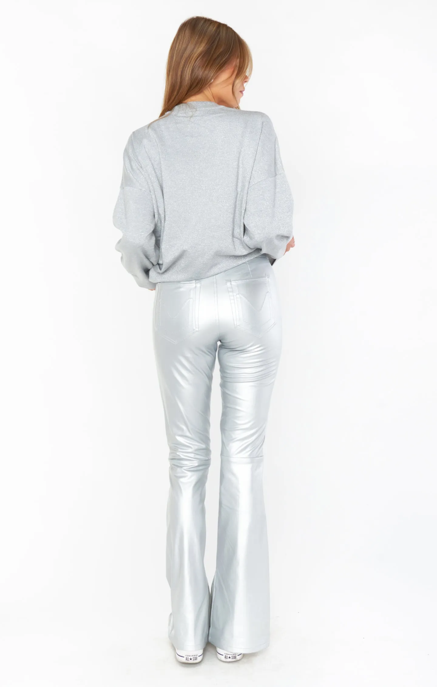 Nashville Pull On Flare ~ Silver Faux Leather