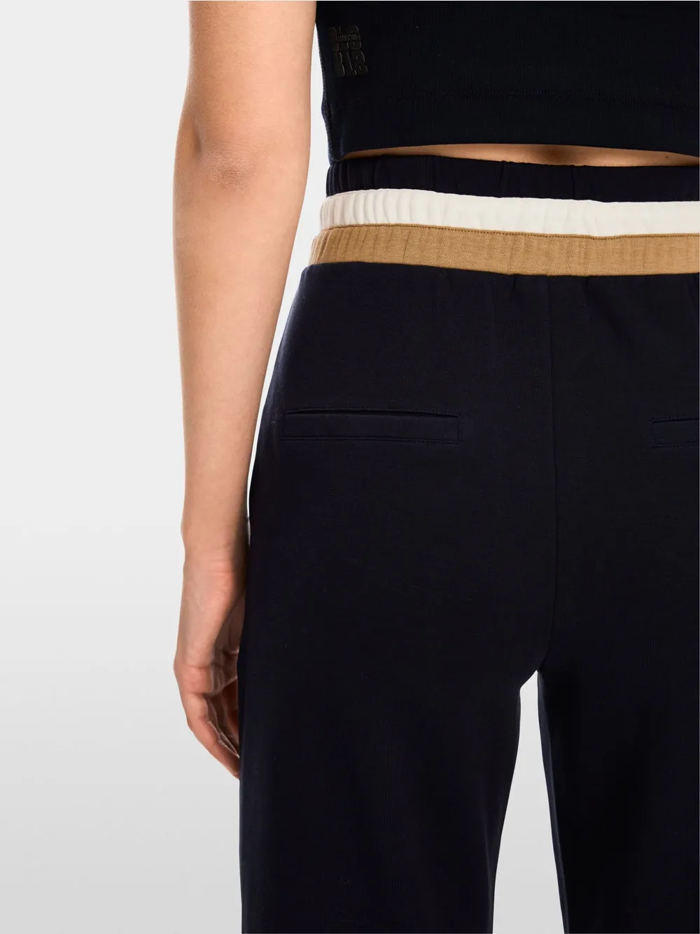 Navy Focha Ankle-Length Jersey Trousers