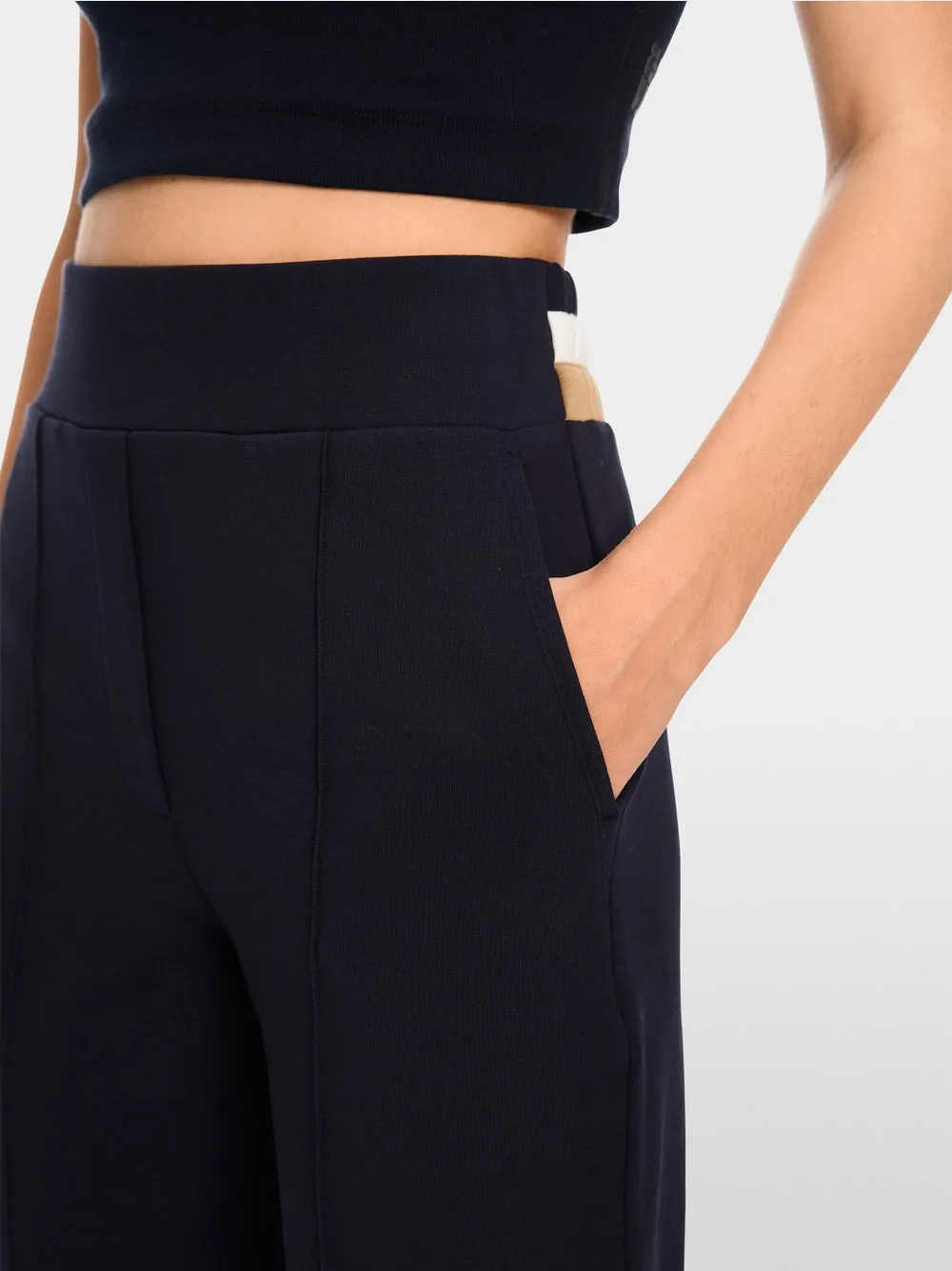 Navy Focha Ankle-Length Jersey Trousers