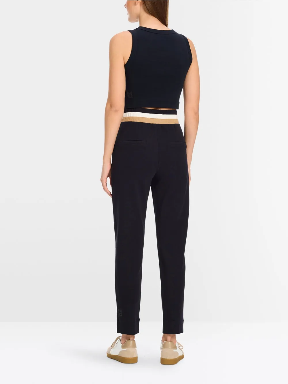 Navy Focha Ankle-Length Jersey Trousers