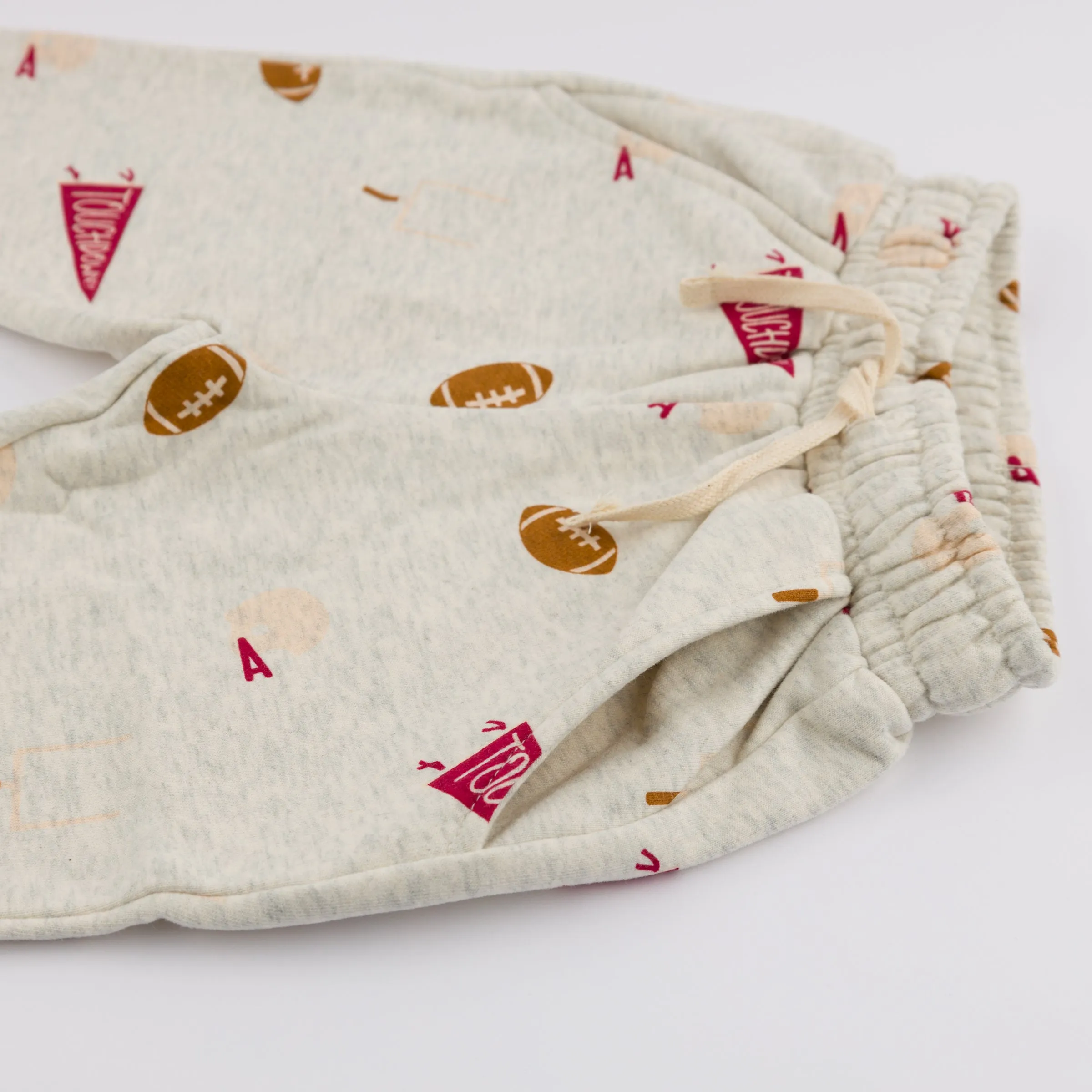 oh baby! Pocket Jogger - Vintage Football Print - Oatmeal Heather