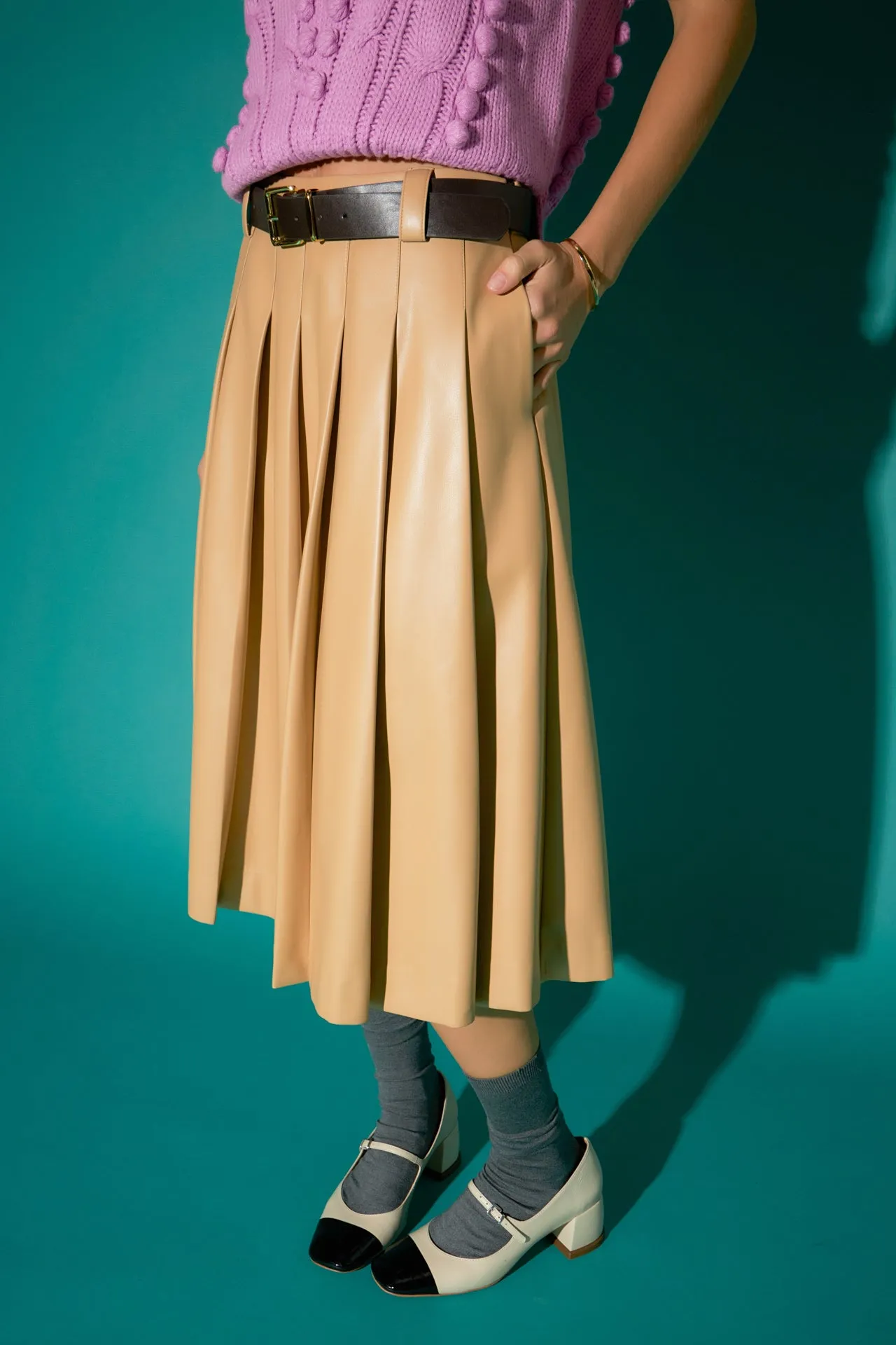 Pleated Midi Skirt