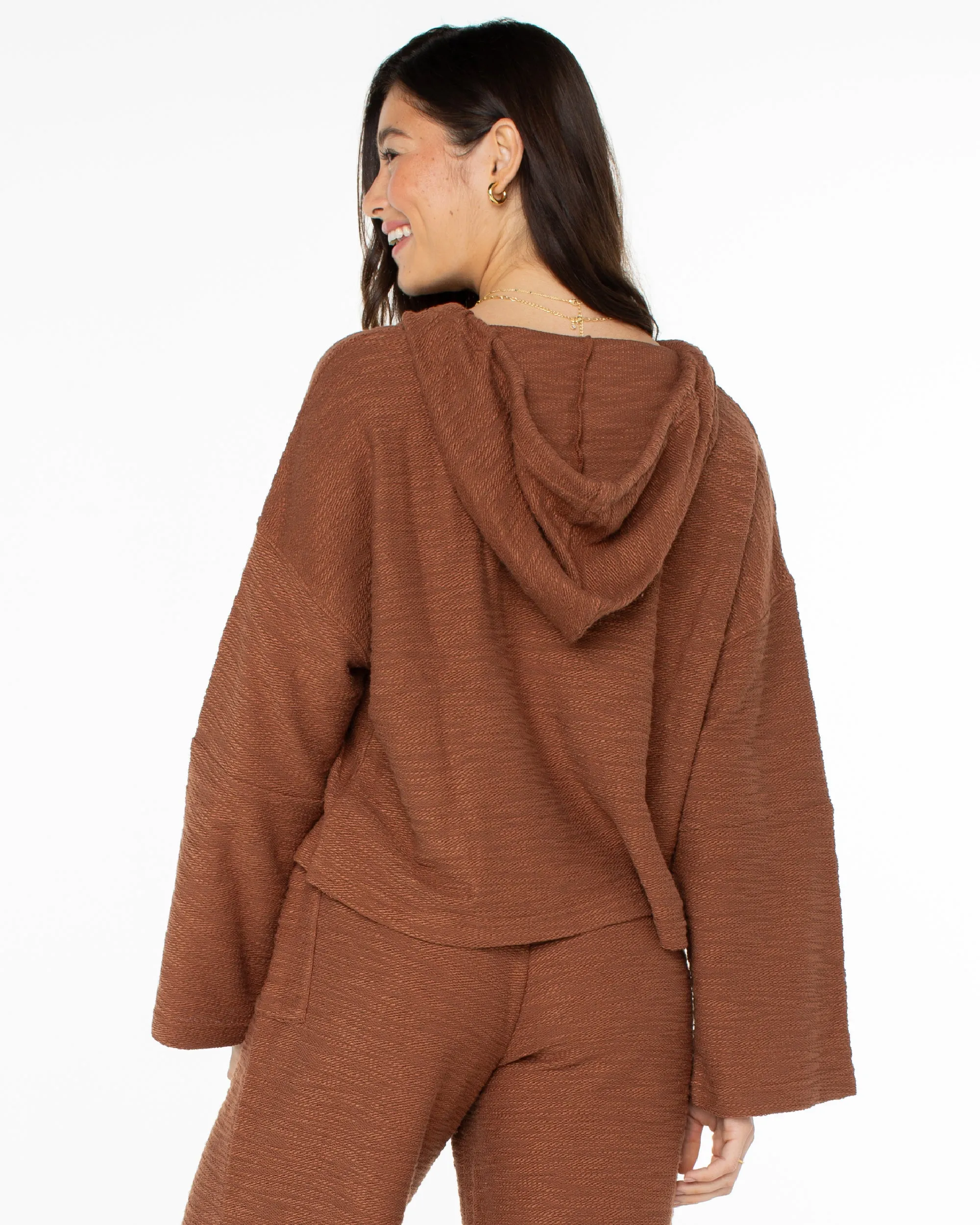 Rich Coast Cropped Hoodie - Carob Brown