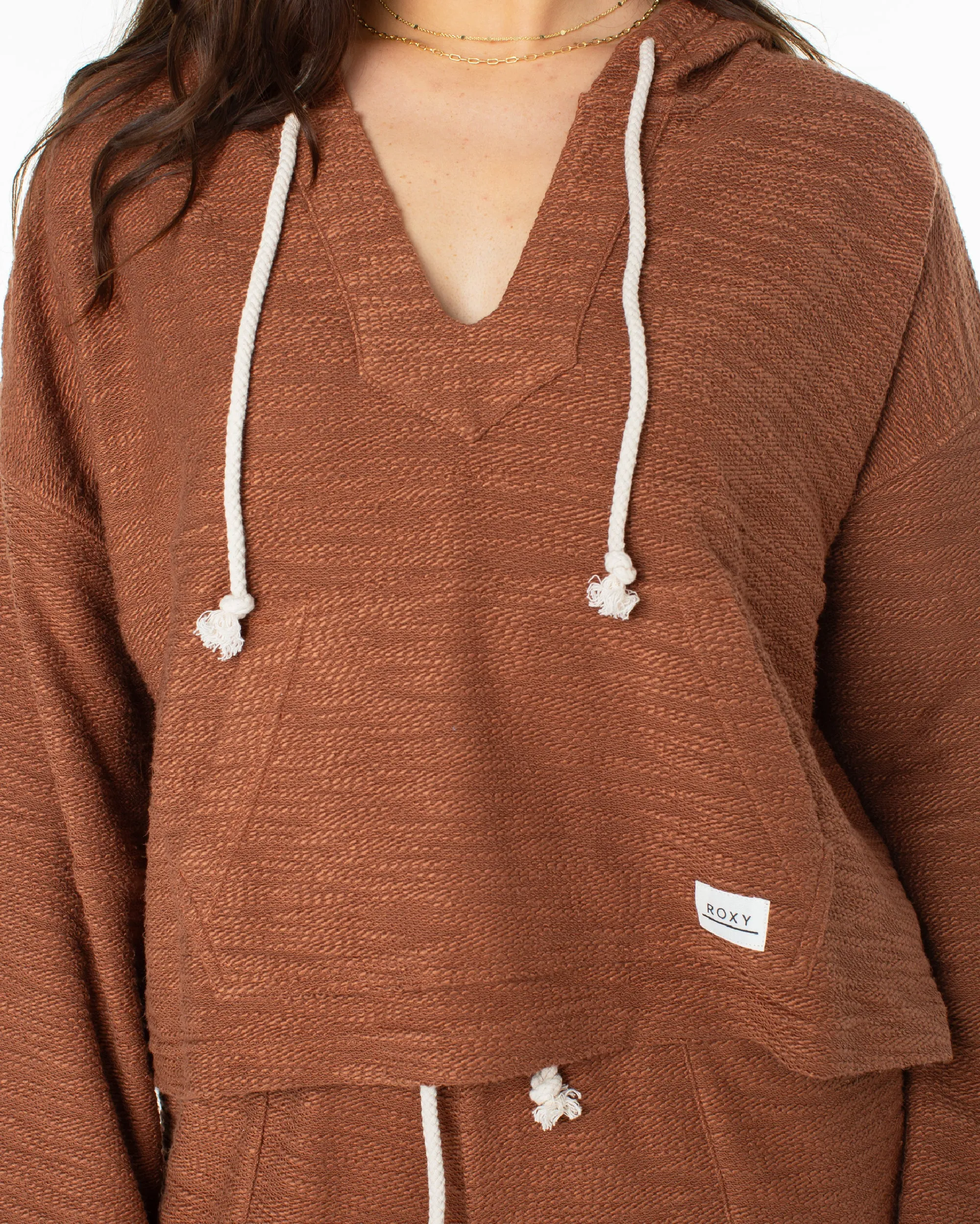 Rich Coast Cropped Hoodie - Carob Brown