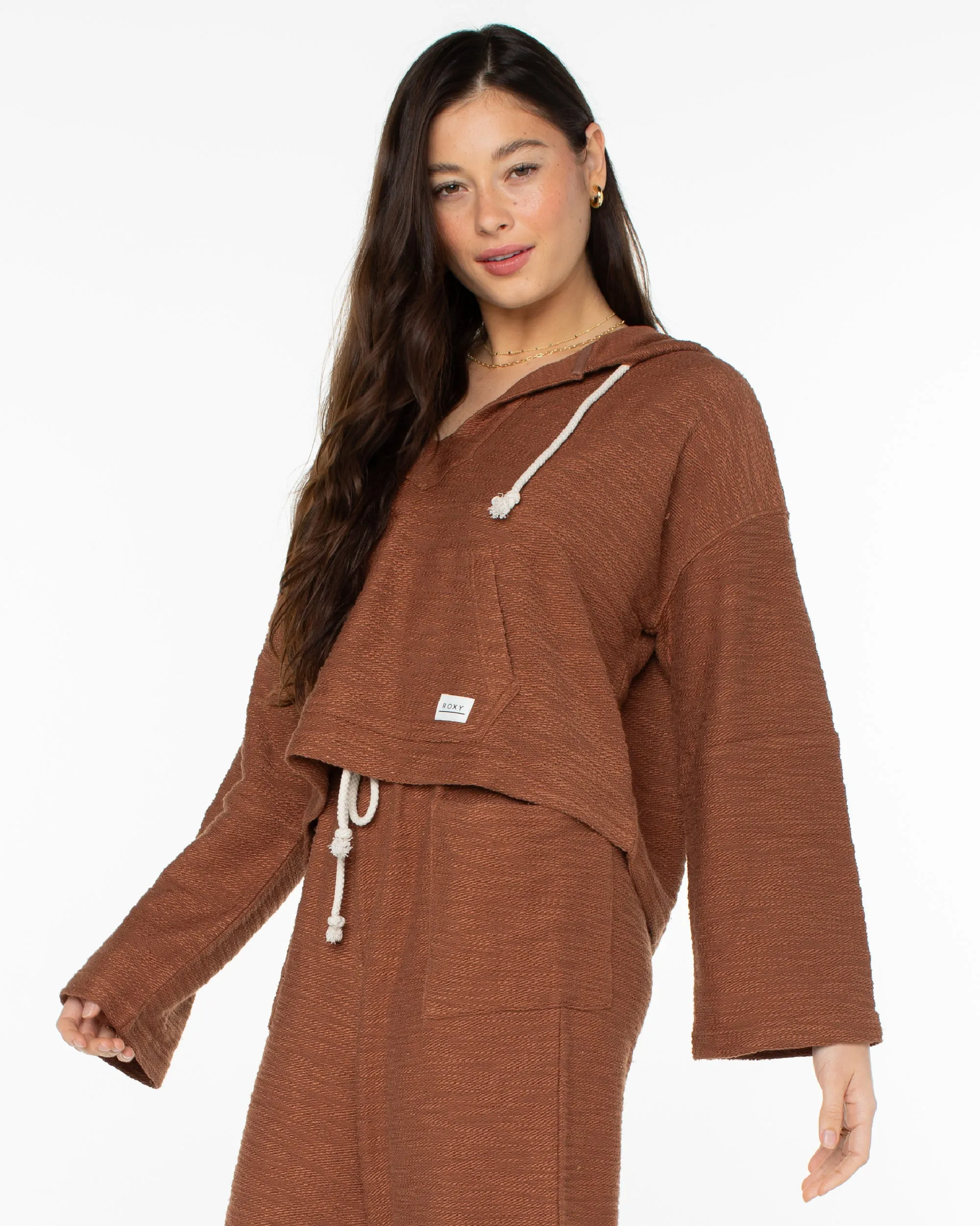 Rich Coast Cropped Hoodie - Carob Brown