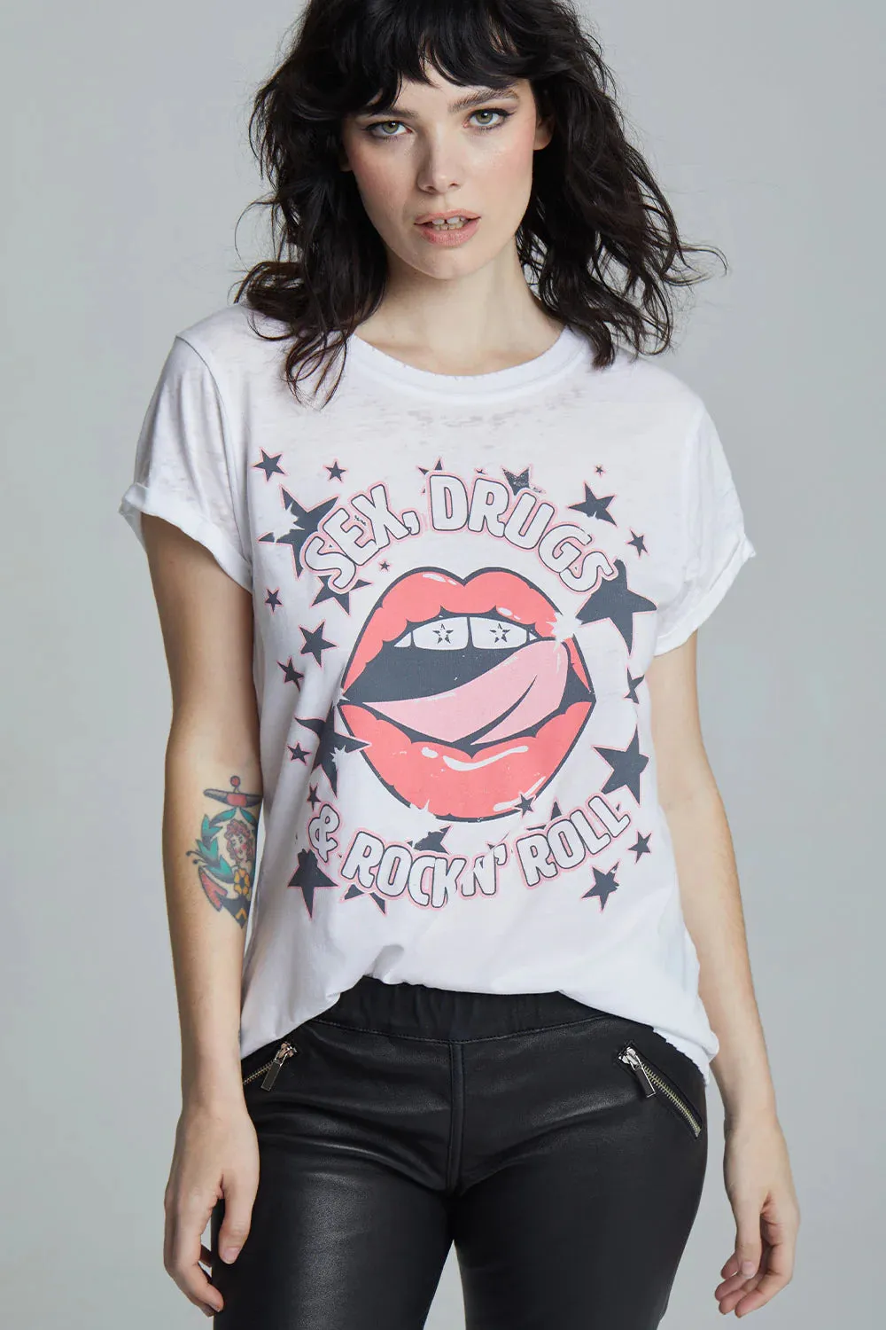 Rock 'N" Roll Lips Tee - White