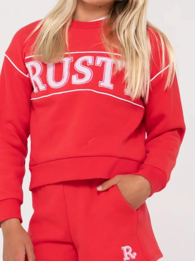 RUSTY LINE OVERSIZE CREW FLEECE GIRLS