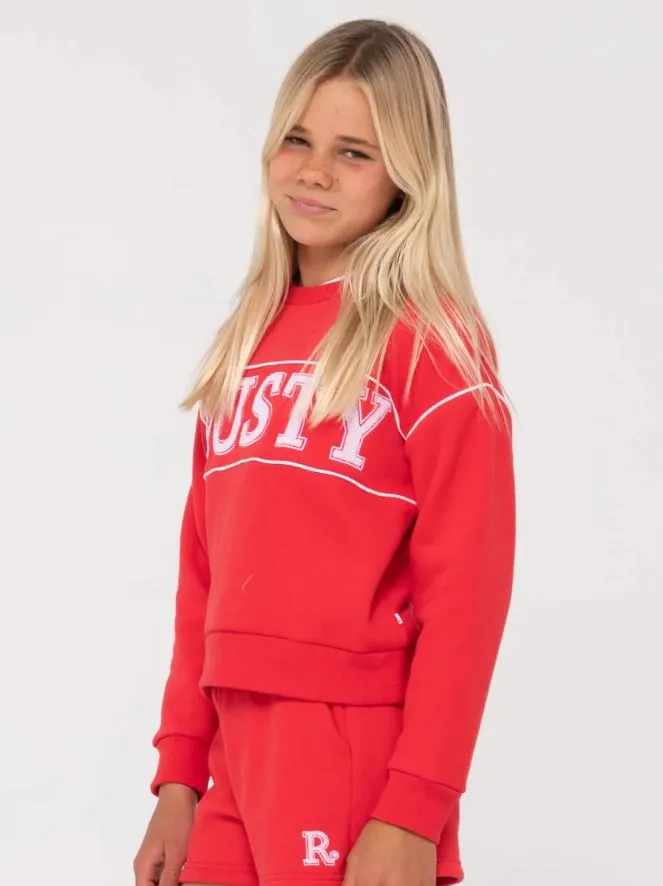 RUSTY LINE OVERSIZE CREW FLEECE GIRLS