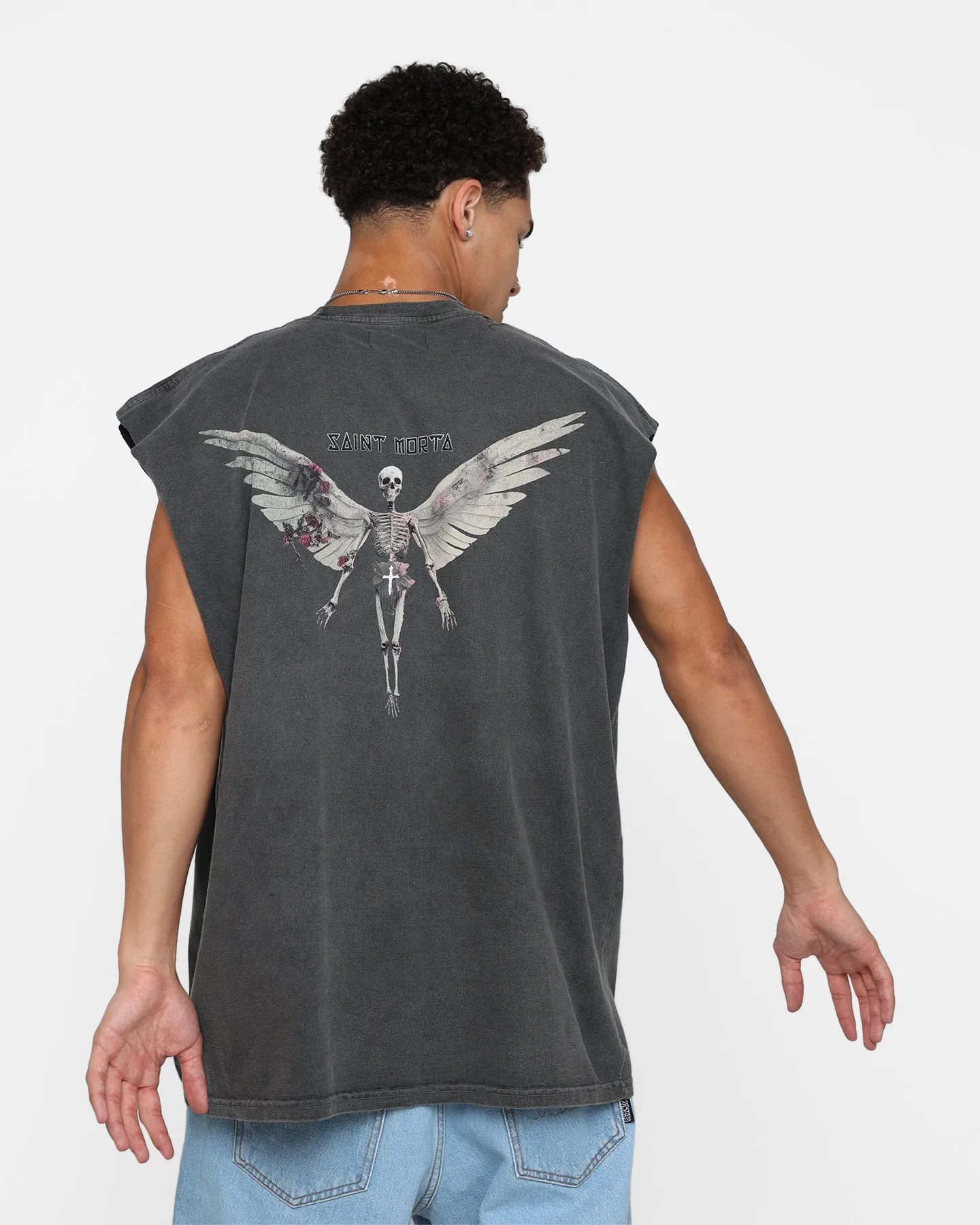 Saint Morta Momento Mori Muscle T-Shirt Black Wash