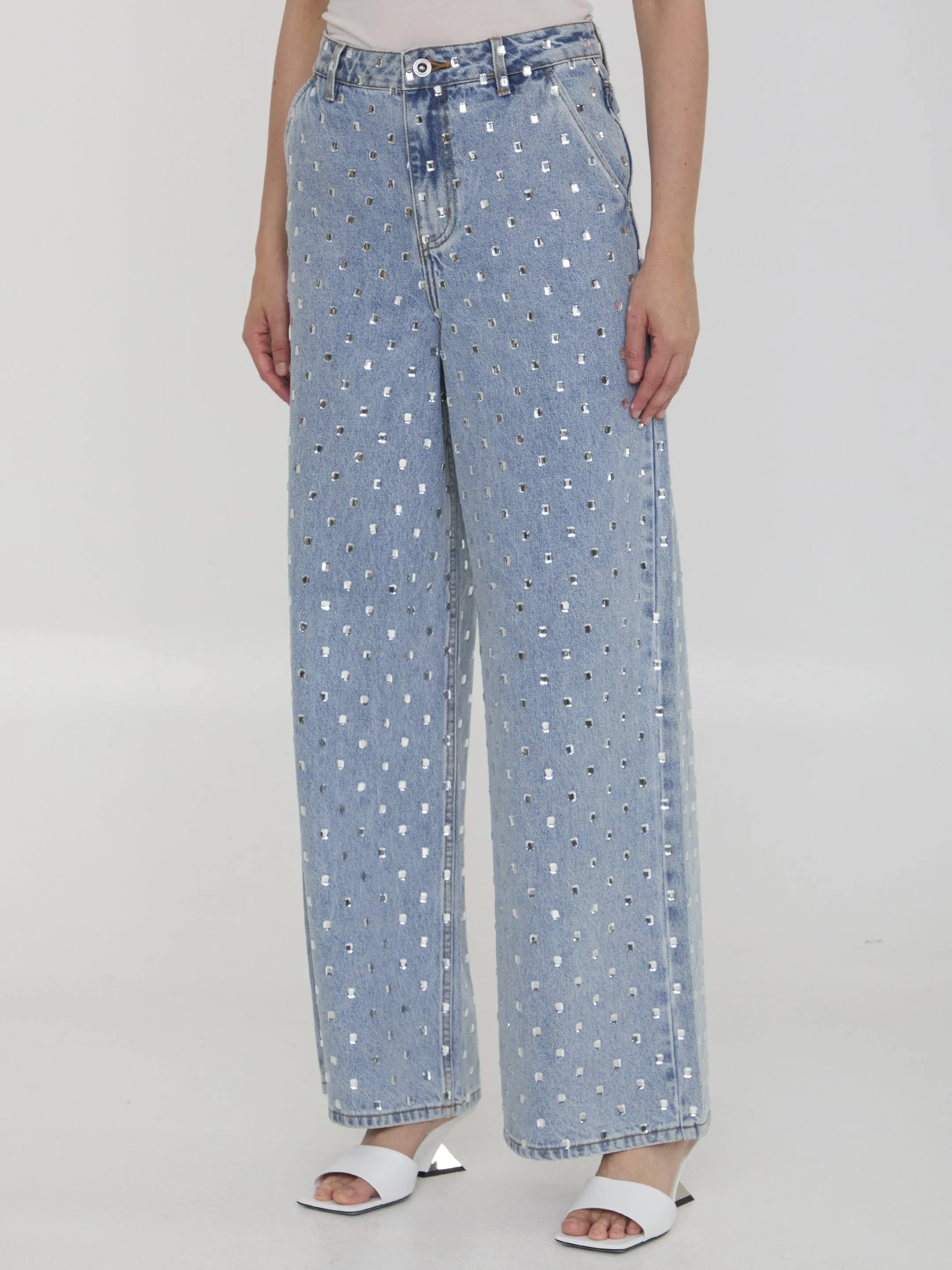 Self Portrait Rhinestone Denim Jeans