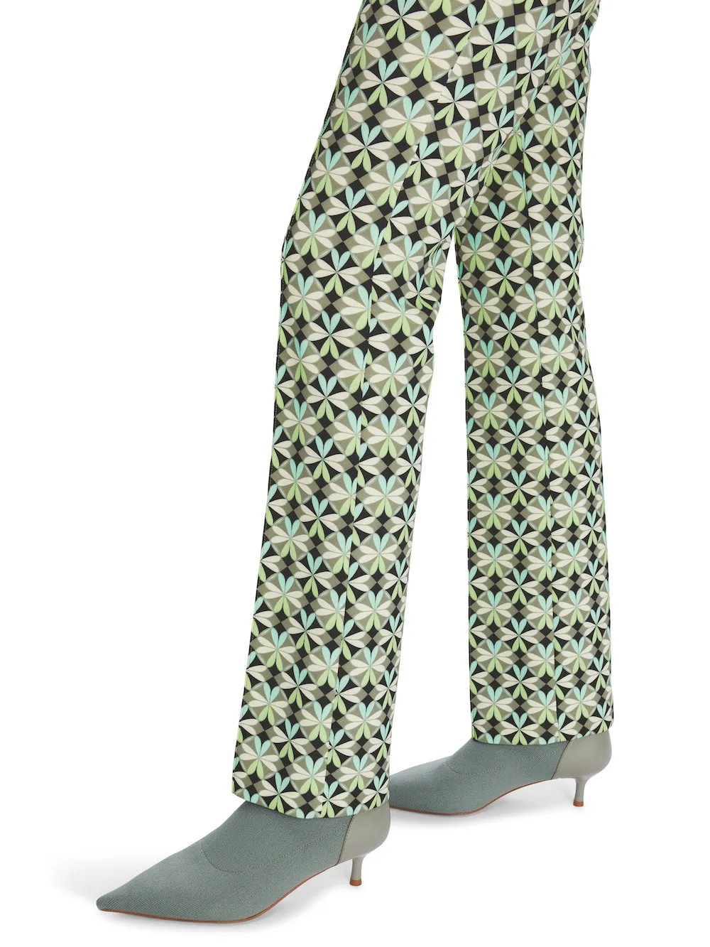 Soft Malachite Heartfoil Frederica Printed Bootleg Pants