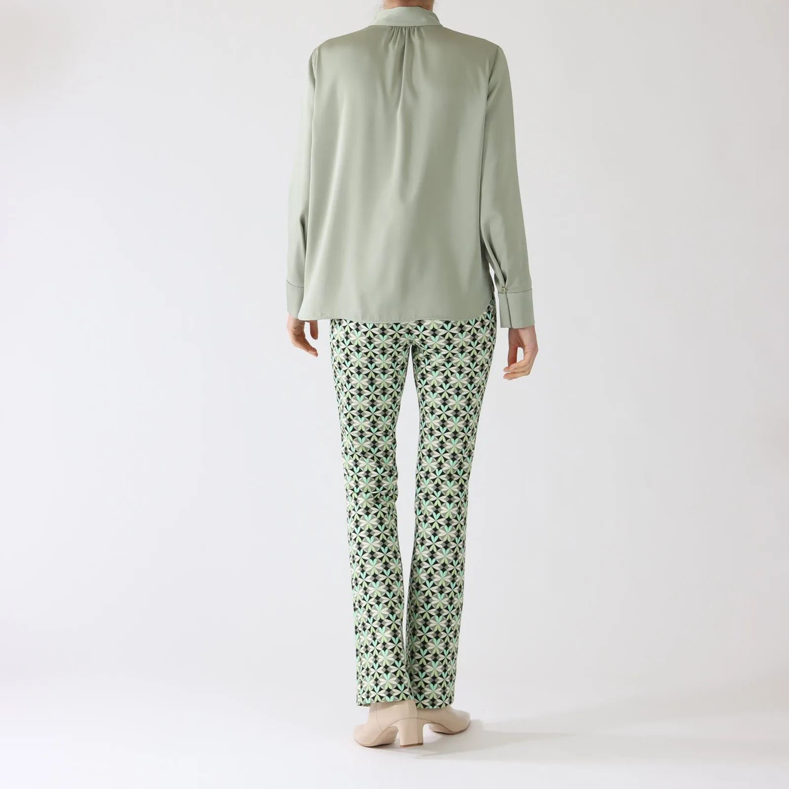 Soft Malachite Heartfoil Frederica Printed Bootleg Pants