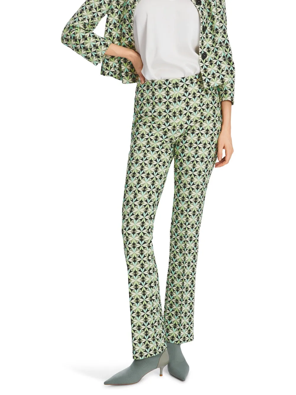 Soft Malachite Heartfoil Frederica Printed Bootleg Pants