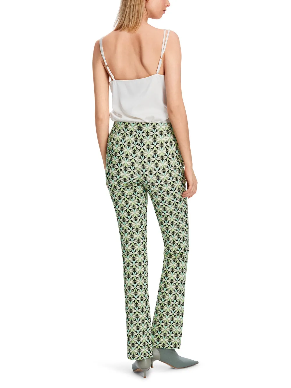 Soft Malachite Heartfoil Frederica Printed Bootleg Pants