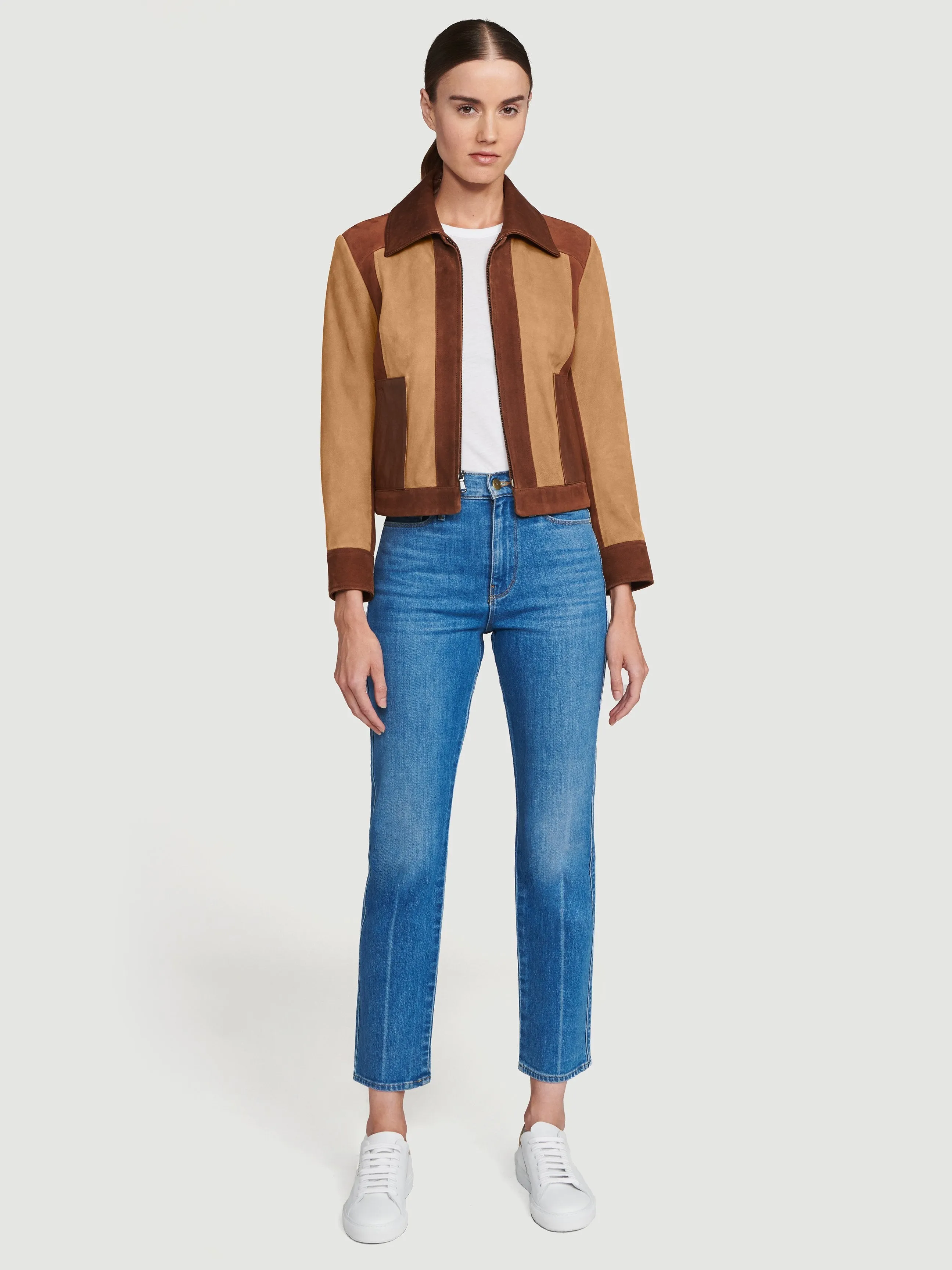 Suede Patchwork Jacket -- Saddle Multi