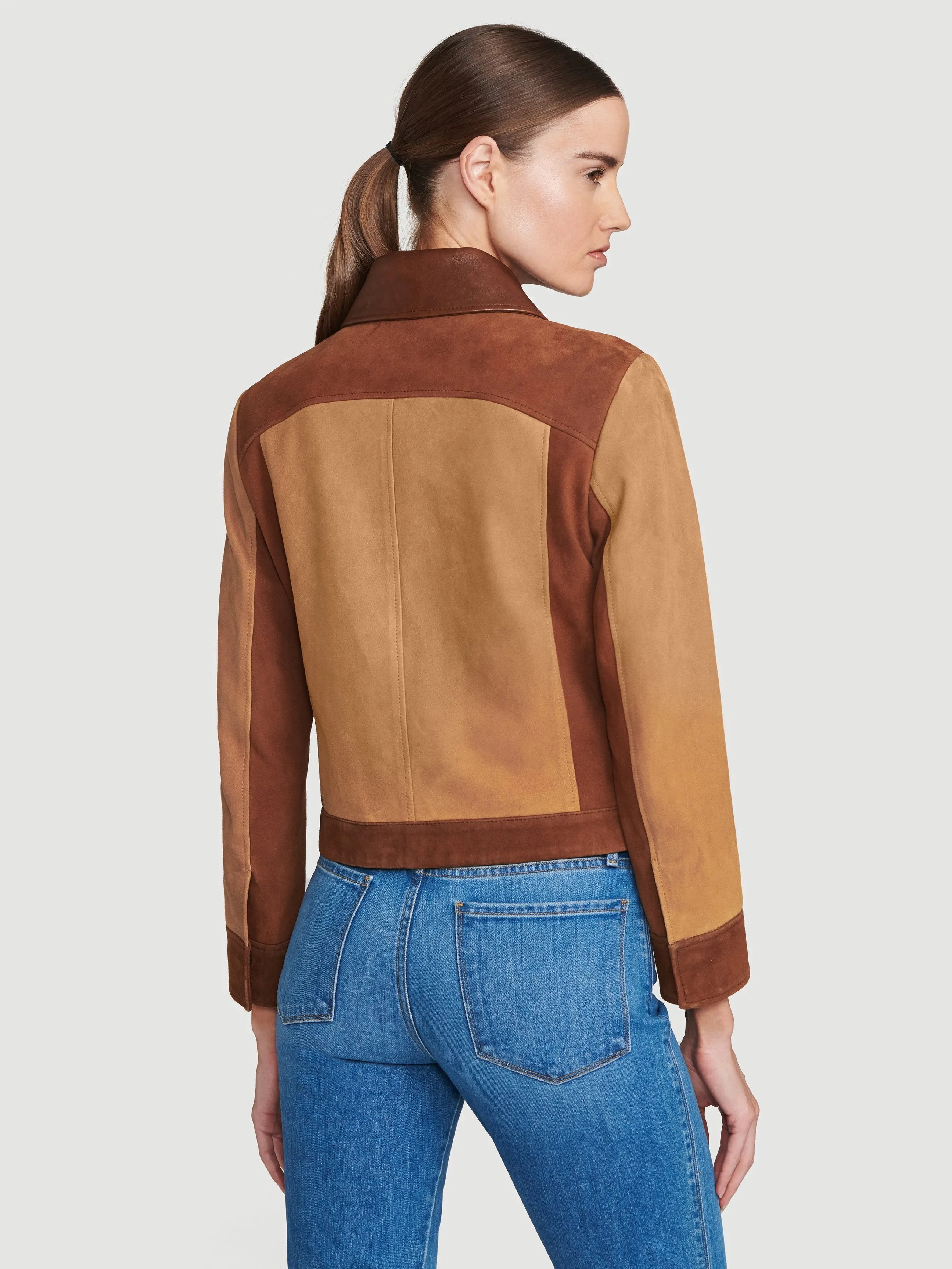 Suede Patchwork Jacket -- Saddle Multi