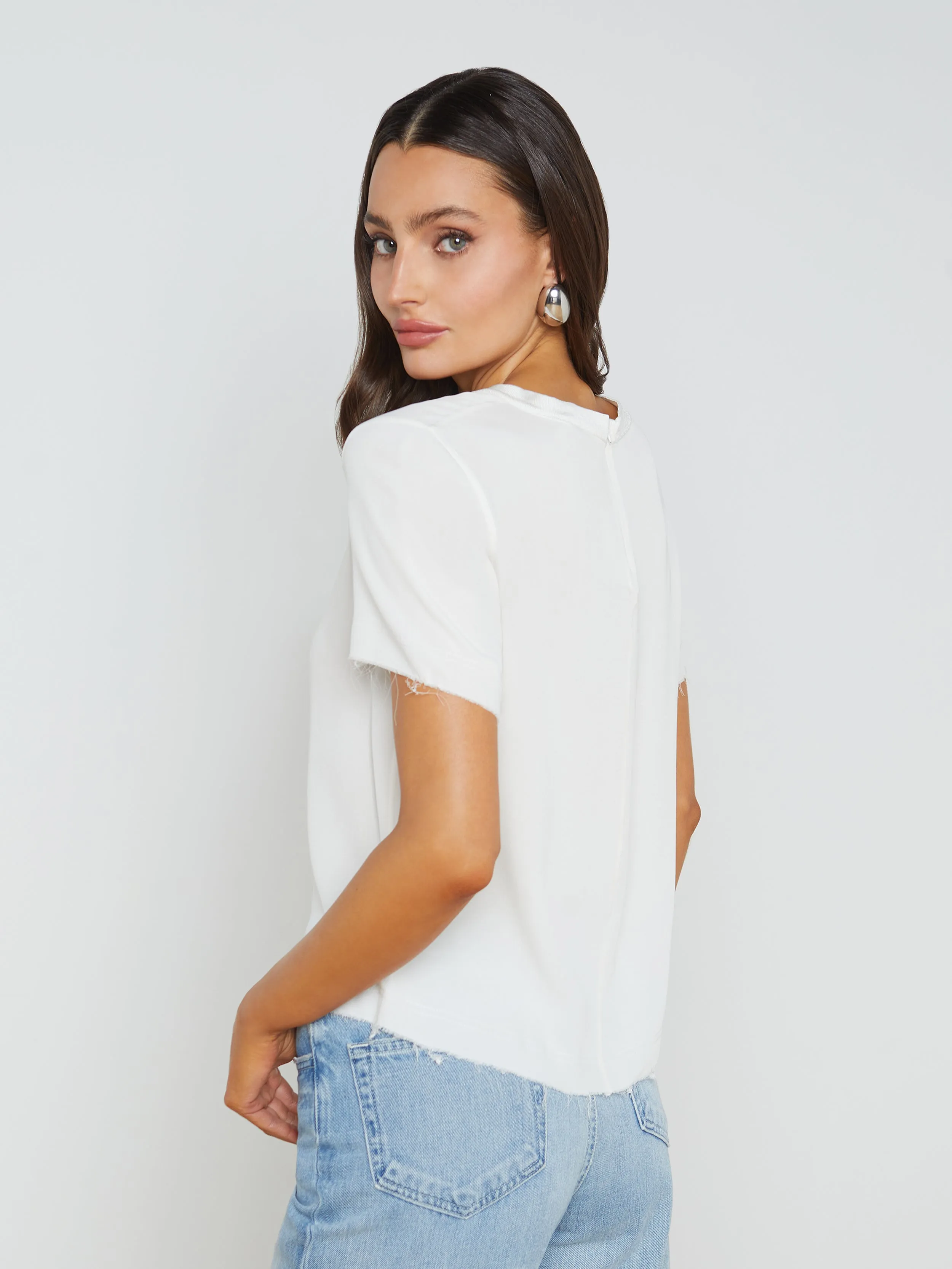 Suzette Silk Raw-Hem Tee