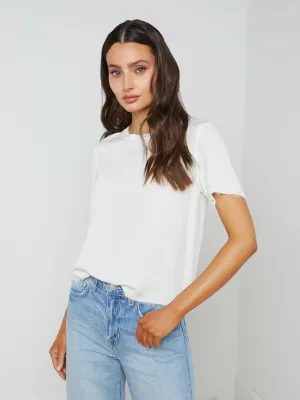 Suzette Silk Raw-Hem Tee