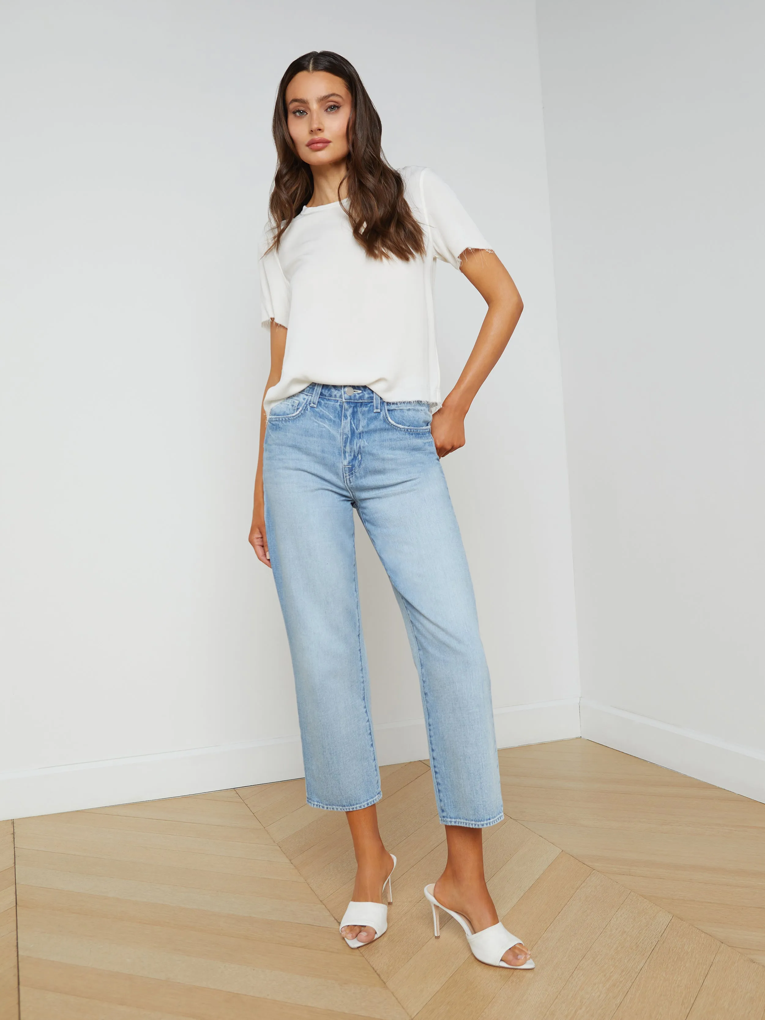 Suzette Silk Raw-Hem Tee