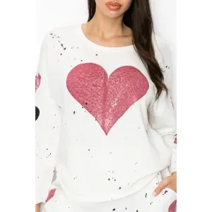 T-Party Hand Painted Poker Long Sleeve Top - White