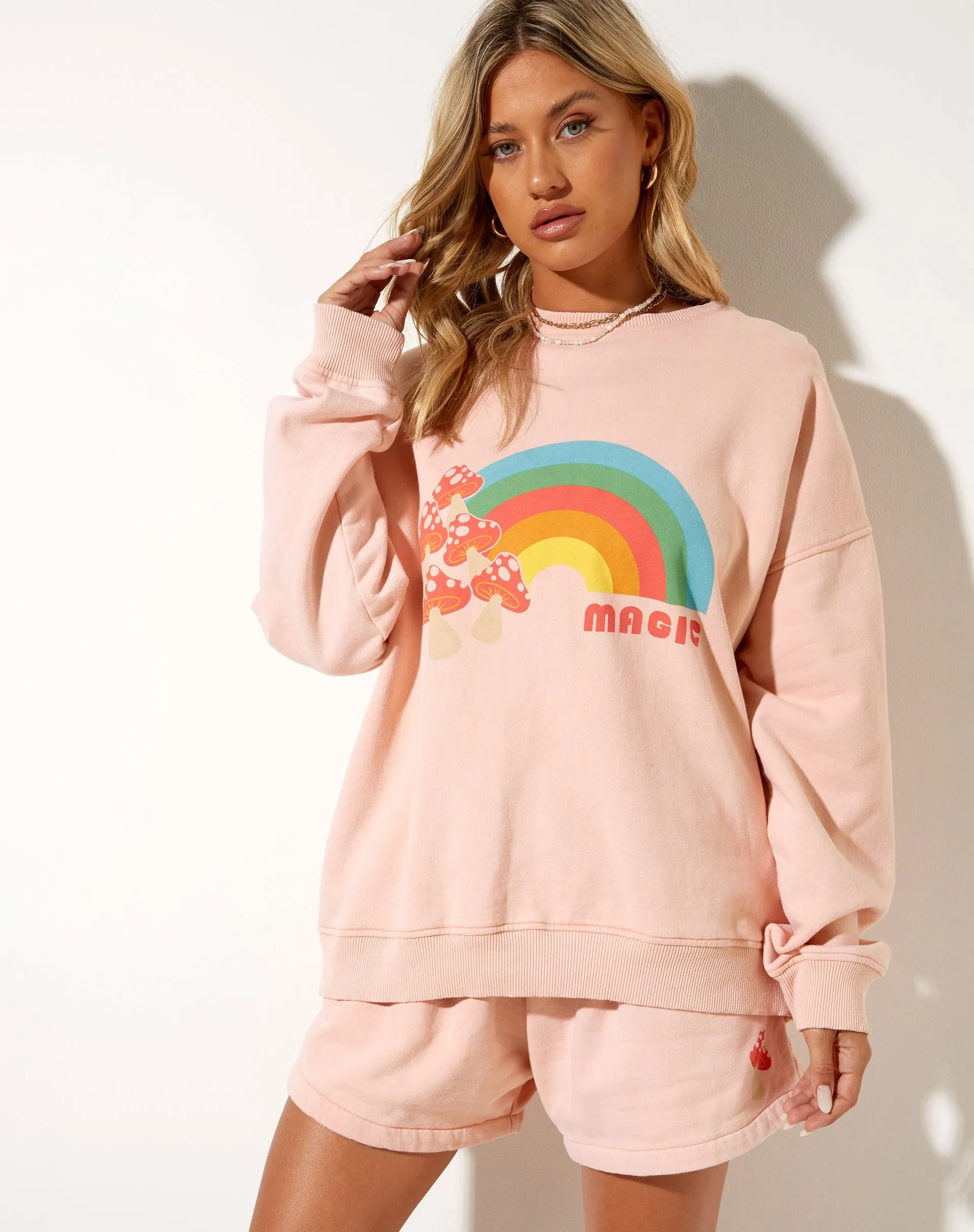 Ted Sweatshirt in Wash Out Peach Mushroom