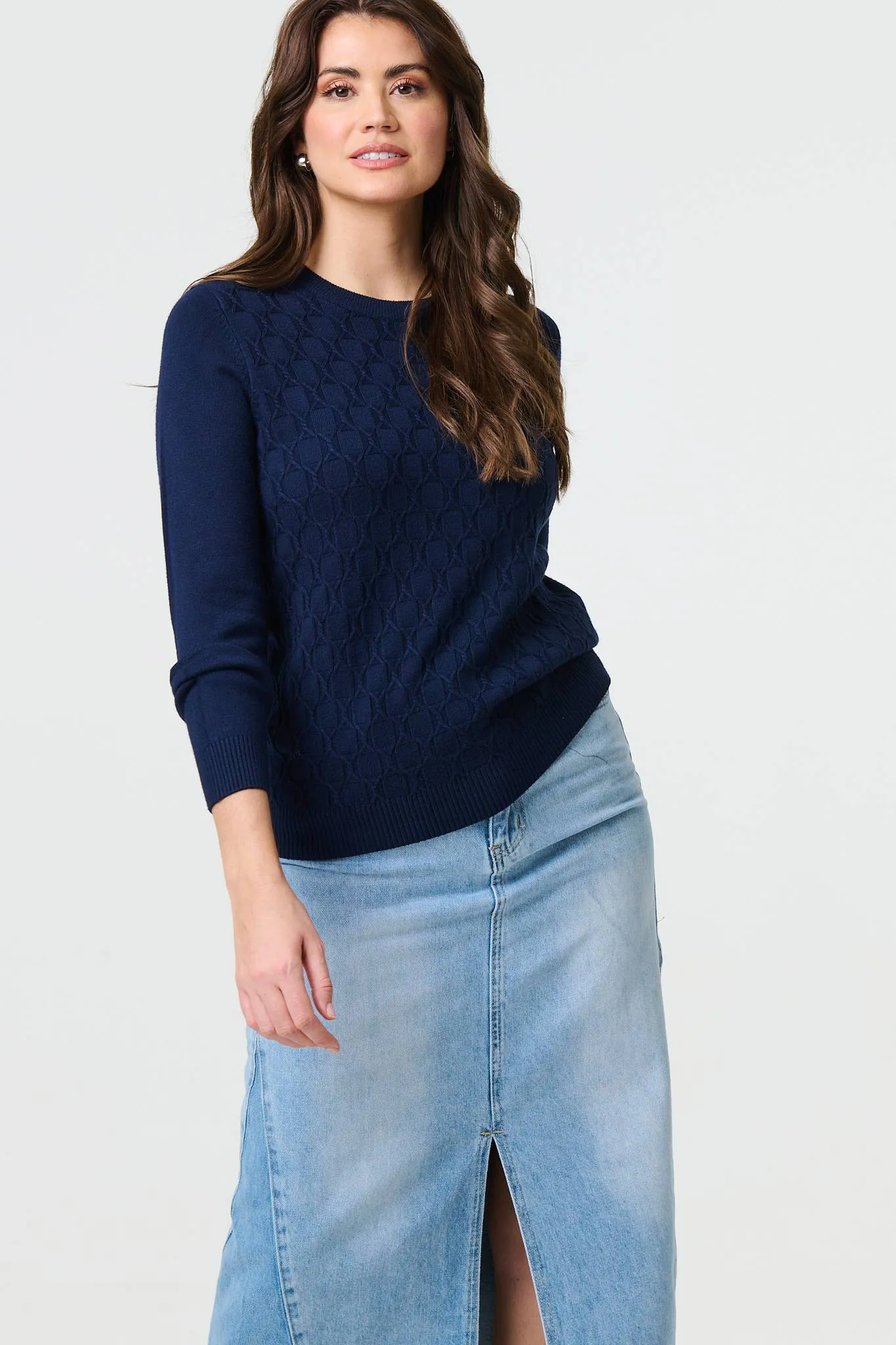 Textured Knit Long Sleeve Jumper