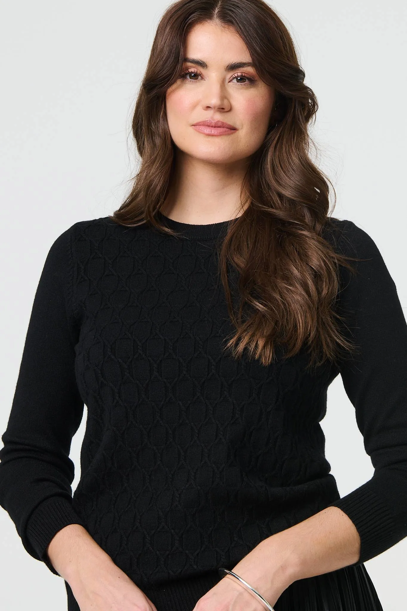 Textured Knit Long Sleeve Jumper