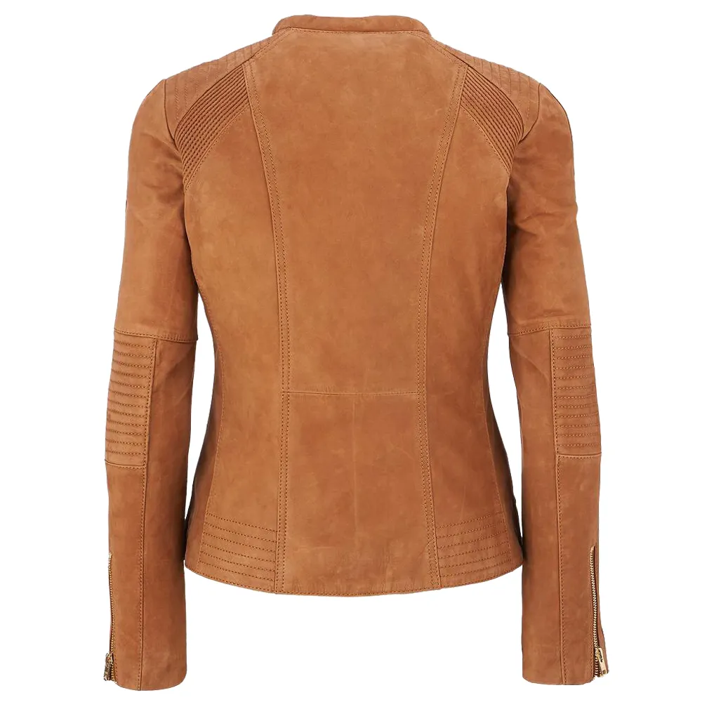 WOMEN'S GENUINE LAMBSKIN SUEDE MOTORCYCLE JACKET