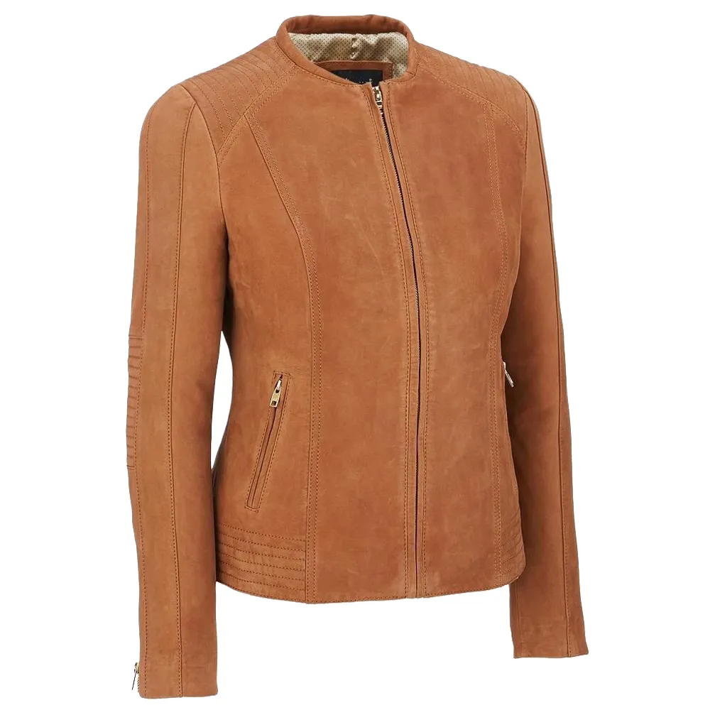 WOMEN'S GENUINE LAMBSKIN SUEDE MOTORCYCLE JACKET